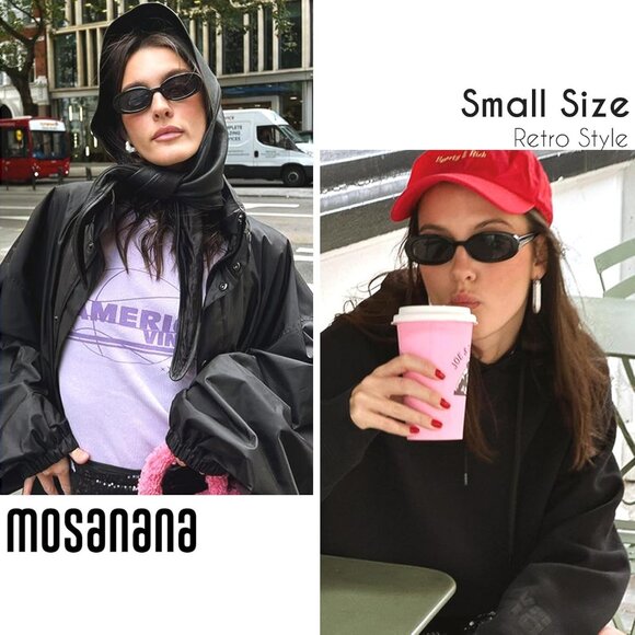 Retro Tiny Oval Sunglasses for Women with Small Face Narrow Style - Picture 3 of 7